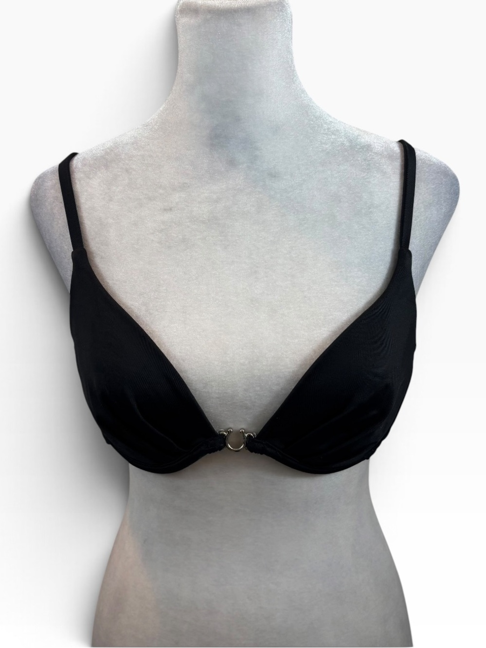 Vintage Venus Brand Black Bikini Top with Silver Horseshoe Detail Size B